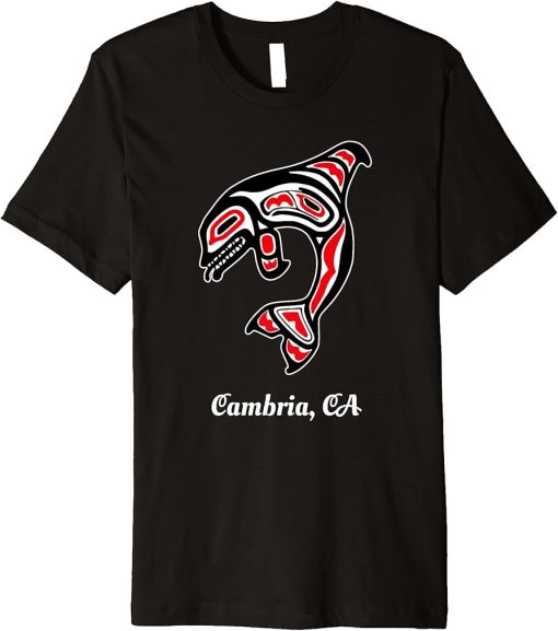 Native American Cambria CA Red Orca Killer Whale Premium T-Shirt