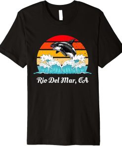 Vintage Rio Del Mar CA Distressed Orca Killer Whale Art Premium T-Shirt